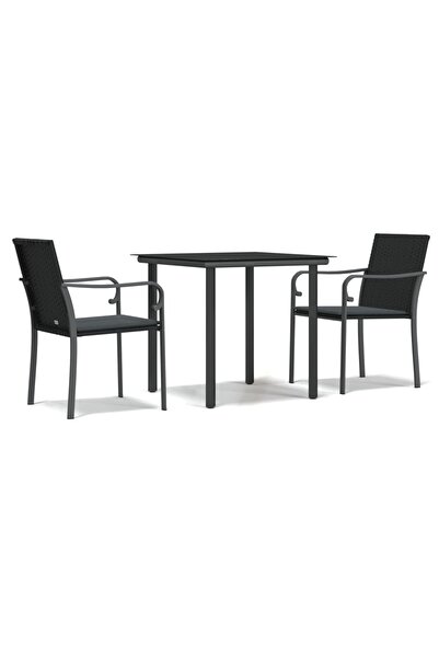 vidaxl Set mobilier de grădină cu perne, 3 piese, poliratan și oțel
