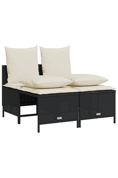 vidaxl Set mobilier de grădină cu perne, 4 piese, negru, poliratan