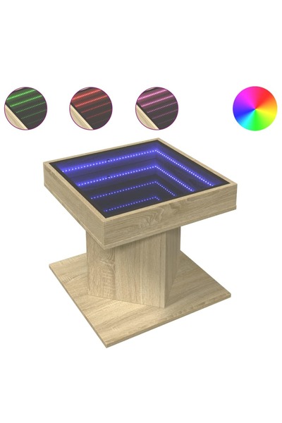 vidaxl Măsuță de cafea cu LED stejar sonoma 50x50x45 cm lemn prelucrat