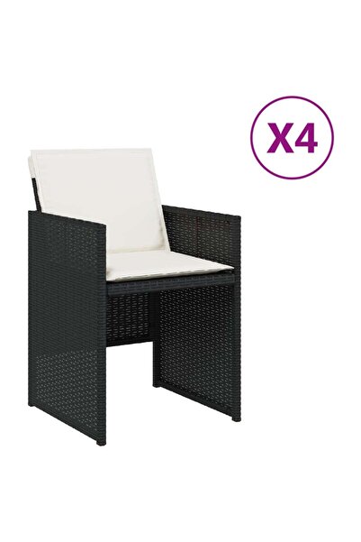 vidaxl Scaune de grădină cu perne, 4 buc., negru, poliratan