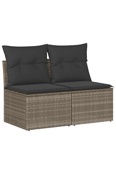 vidaxl Set mobilier grădină cu perne 2 piese gri poliratan/lemn acacia