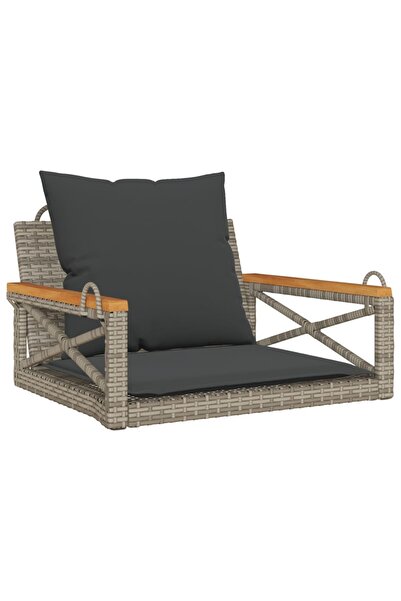 vidaxl Bancă de balansoar cu perne, gri, 63x62x40 cm, poliratan