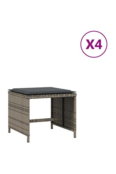 vidaxl Scaune de grădină cu perne, 4 buc. gri 41x41x36 cm poliratan