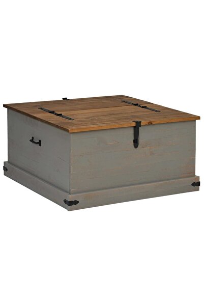 vidaxl Cufă de depozitare HALDEN gri 91x91x47 cm lemn masiv de pin