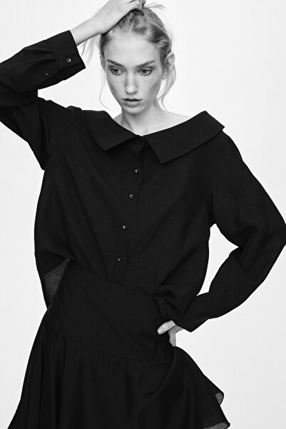 H&M Keten Karışımlı Omuzları Açık Gömlek