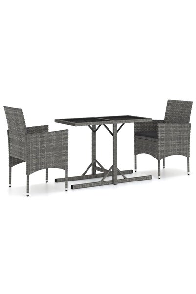 vidaxl Set mobilier de grădină, 3 piese, gri