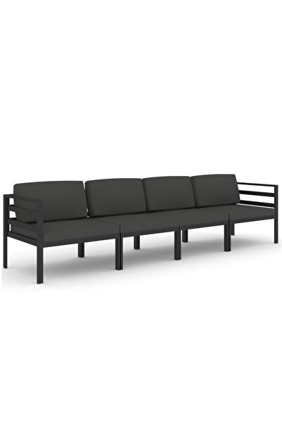 vidaxl Set mobilier de grădină cu perne, 4 piese, antracit, aluminiu