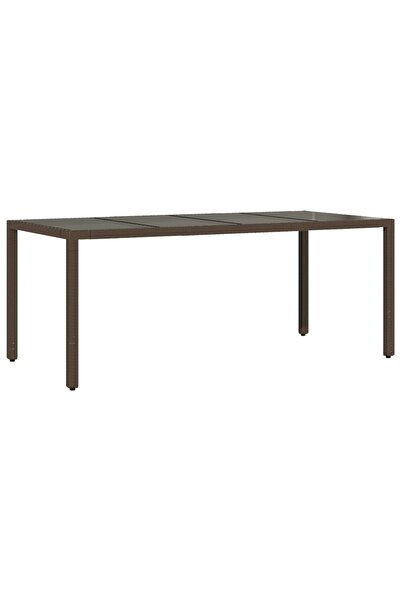 vidaxl Masă de grădină cu blat din sticlă maro 190x90x75 cm poliratan