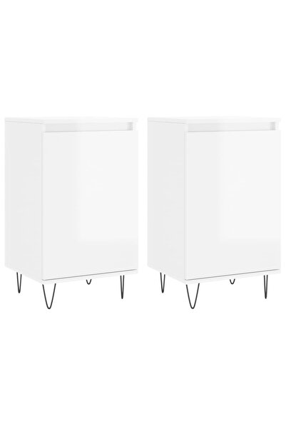 vidaxl Dulapuri, 2 buc., alb extralucios, 40x35x70 cm, lemn prelucrat