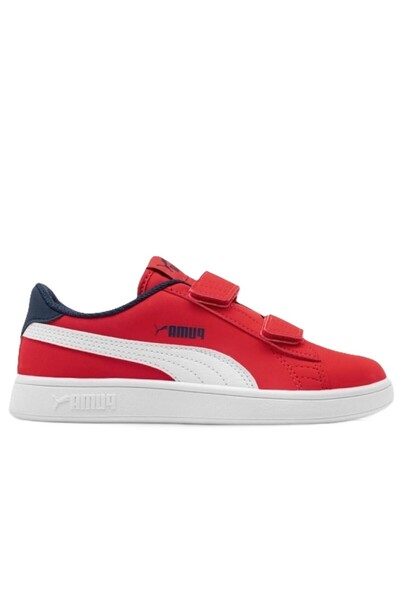 Puma Smash V2 Buck V PS Kids Sneaker Cırt Bantlı Günlük Çocuk Ayakkabısı Kırmızı