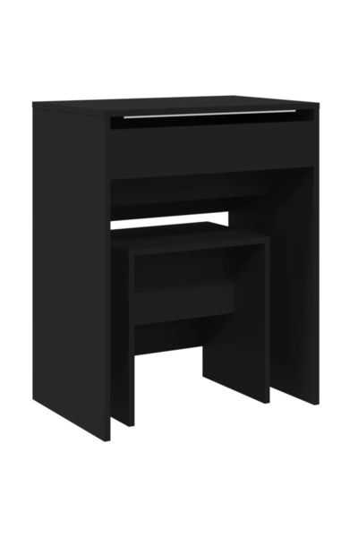 vidaxl Masă de toaletă și taburet, negru, 60x40x113,5 cm