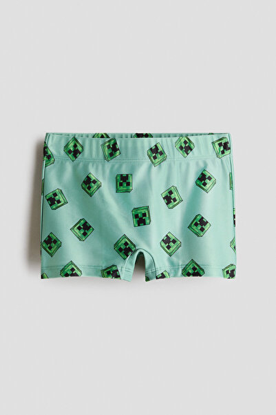 H&M Baskılı Kısa Şort Mayo