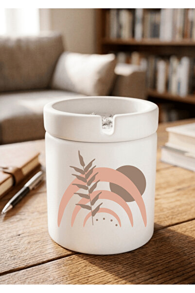 Eylül Design Printed Ceramic Ashtray with Boho Design Odorless Ash Tray