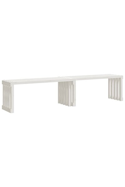 vidaxl Bancă grădină extensibilă alb, 212,5x40,5x45 cm, lemn masiv pin
