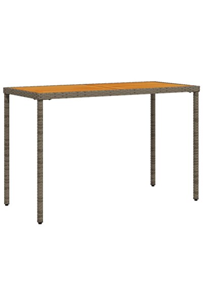 vidaxl Garden table, acacia wood top, grey, 115x54x74 cm, polyrattan