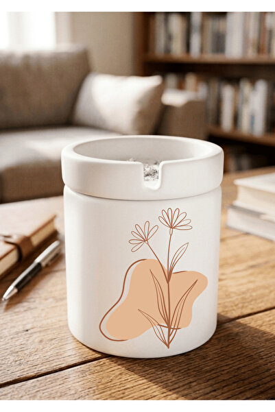 Eylül Design Printed Ceramic Ashtray with Boho Design Odorless Ash Tray