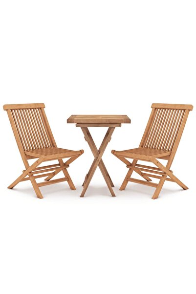 vidaxl Set mobilier de grădină, 3 piese, lemn masiv de tec
