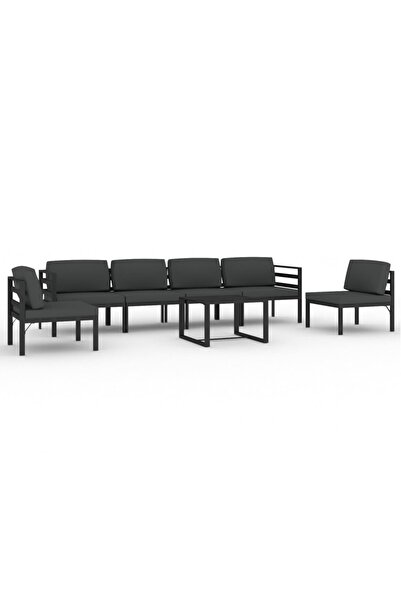 vidaxl Set mobilier de grădină cu perne, 7 piese, antracit, aluminiu