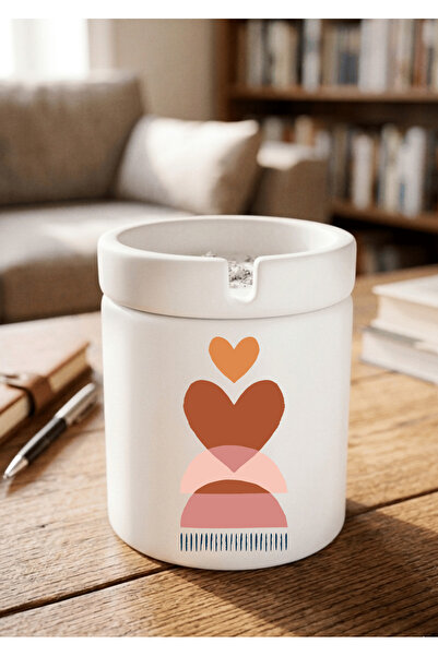 Eylül Design Printed Ceramic Ashtray with Boho Design Odorless Ash Tray