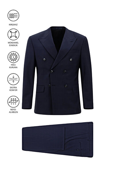 Abdullah Kiğılı 6 Drop Regular Fit Standard Cut Flex Suit Wool Piece Checked ...