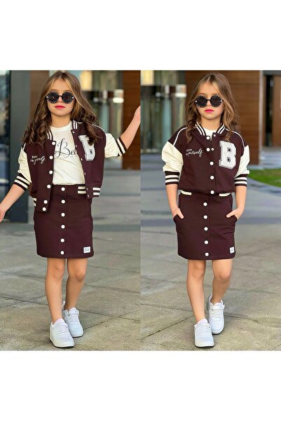 EFSACE طقم تنورة مطرزة للبنات من 3 قطع