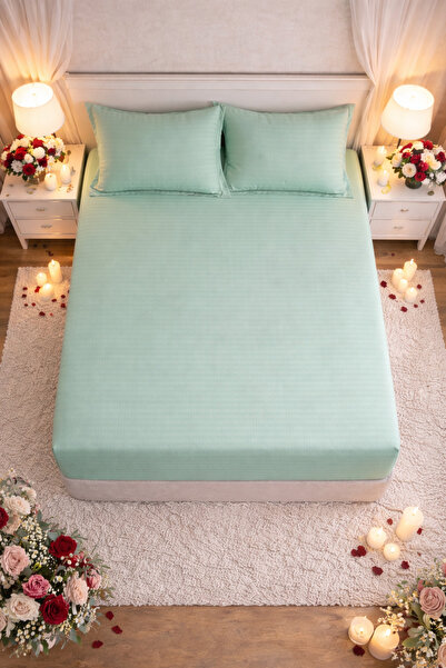 Elastic Bed Sheet 180x200 +25 cm for High Mattress, Set with 2 Pillowcases 55x80 cm miniatura 3