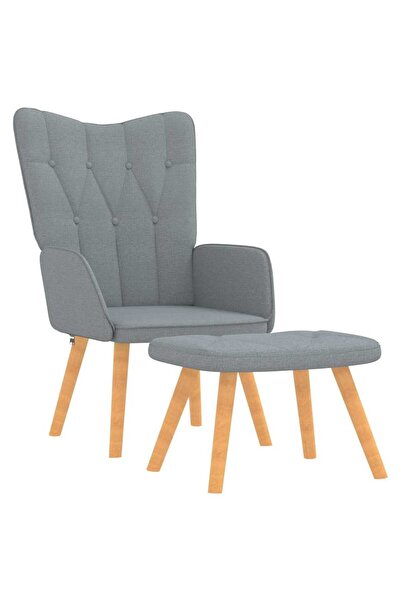 vidaxl Scaun de relaxare cu taburet, gri deschis, material textil