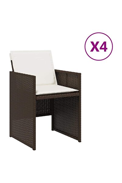 vidaxl Scaune de grădină cu perne, 4 buc., maro, poliratan