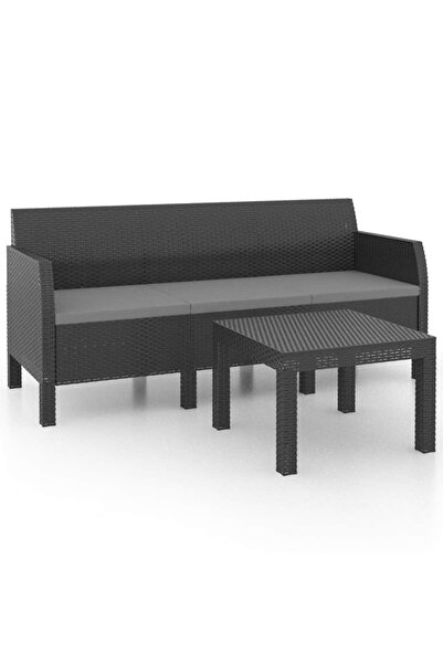 vidaxl Set mobilier de grădină cu perne, 2 piese, antracit, PP ratan