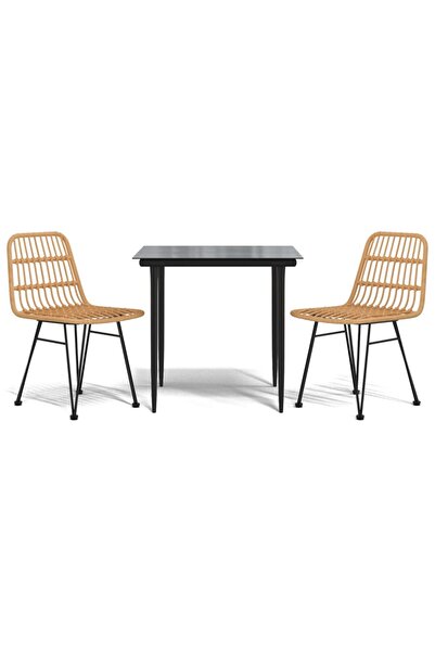 vidaxl Set mobilier de grădină, 3 piese, poliratan
