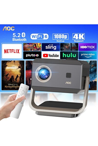 Aoc Portable Projector: Native 1080p and support 4K, 9000 Lumen, Auto Foc/Key...