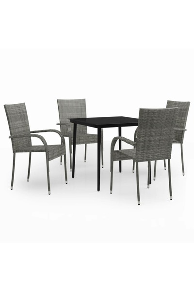 vidaxl Set de servit masa pentru grădină, 5 piese, gri și negru