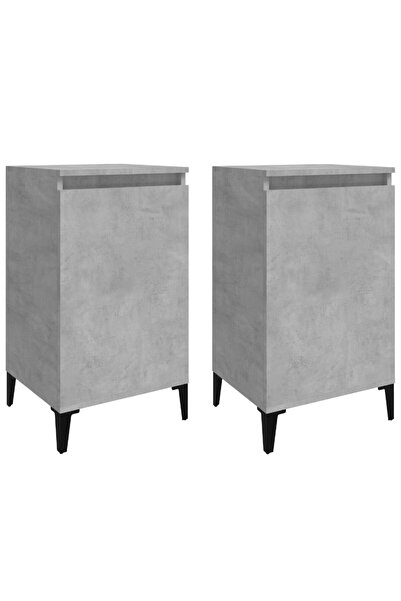vidaxl Noptiere, 2 buc., gri beton, 40x35x70 cm, lemn prelucrat