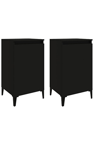 vidaxl Noptiere, 2 buc, negru, 40x35x70 cm, lemn prelucrat