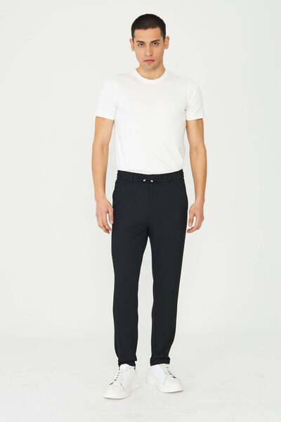 White Stone Black Smart Casual Modern Cut Men's Jogger Pants Trousers