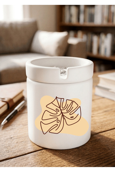 Eylül Design Printed Ceramic Ashtray with Boho Design Odorless Ash Tray