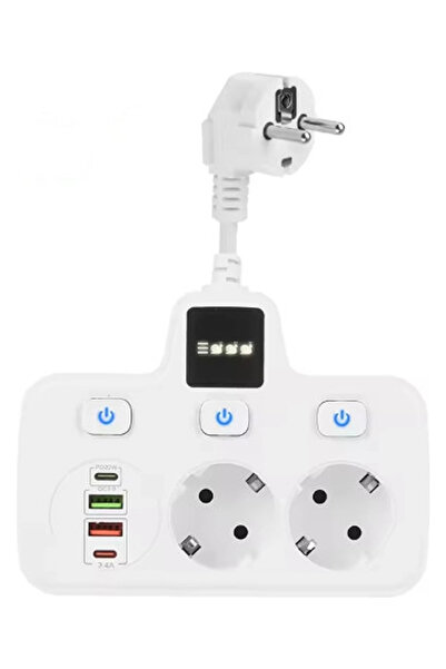 Vothoon Termal Akım Korumalı 2'li Duvar Tipi Priz 2x USB 2x Type-C Çıkışlı Pr...