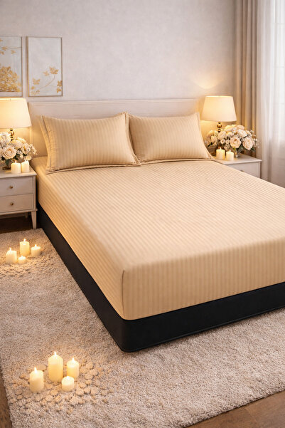 Casa Pucioasa Elastic Fitted Bed Sheet 180x200 +25 cm for High Mattress, Set ...