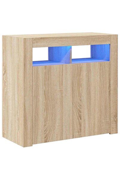 vidaxl Servantă cu lumini LED, stejar sonoma, 80x35x75 cm