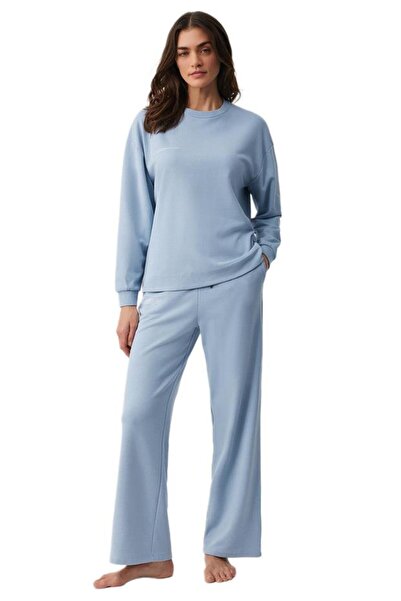 Penyemood Combed Cotton Mood Women's Blue Pajama Set Pm9939