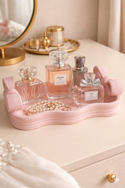 3Dikili design Fiyonk Detaylı Estetik Dekoratif Tepsi - 3D Baskı Modern Takı ...