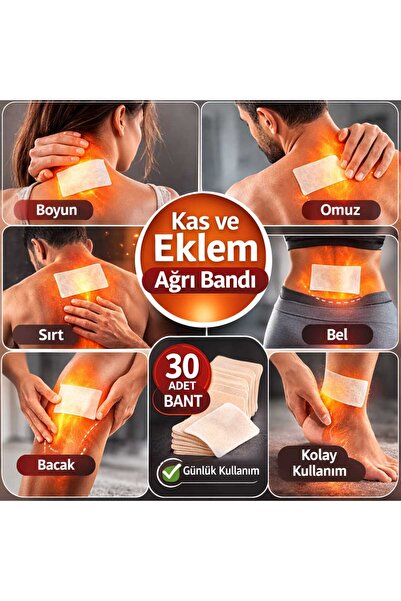 ASG BİTTKİSEL İÇERİKLİ TRANSDERMAL EKLEM ve KAS AĞRI BANDI 3O ADET 1 AYLIK KU...