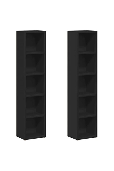 vidaxl Dulapuri CD-uri, 2 buc., negru, 21 x 16 x 93,5 cm, PAL