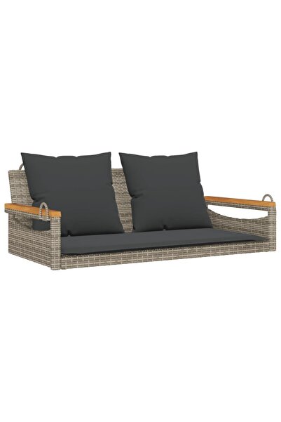 vidaxl Rocking bench with cushions, grey, 109x62x40 cm, polyrattan