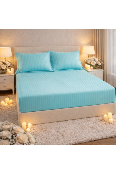 Elastic Fitted Sheet 180x200 +25 cm for High Mattress, Set with 2 Pillowcases 55x80 cm miniatura 3