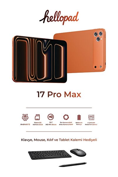 İCON TEKNOLOJİ 17PROMAX TABLET KILIF+KIRILMAZ+KLAVYE+KALEM HEDİYELİ