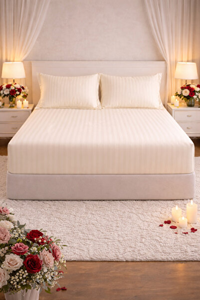 Fitted Bed Sheet with Elastic 180x200 +25 cm for High Mattress, Set Includes 2 Pillowcases 55x80 cm miniatura 3
