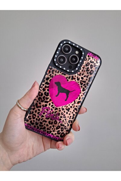 EPRO iPhone 14 Pro Max Uyumlu Leopar Desenli Taşlı Kamera Koruma Çıkıntılı Lü...