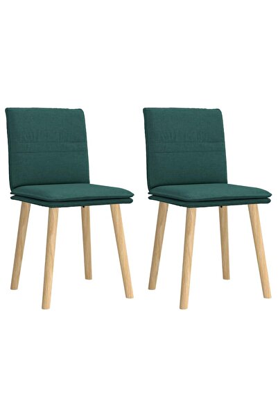 vidaxl Scaune de bucătărie, 2 buc., verde închis, material textil