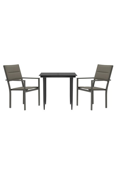 vidaxl Set mobilier de grădină, 3 piese, negru, textilenă și oțel